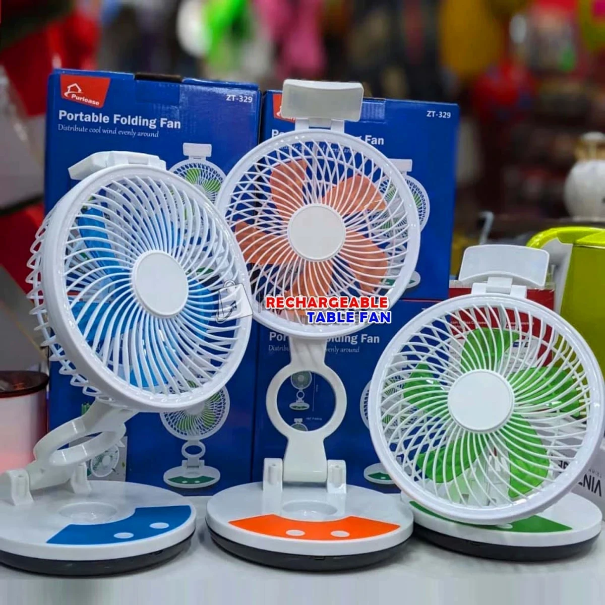RECHARGEABLE TABLE FAN WITH LED LIGHT 1